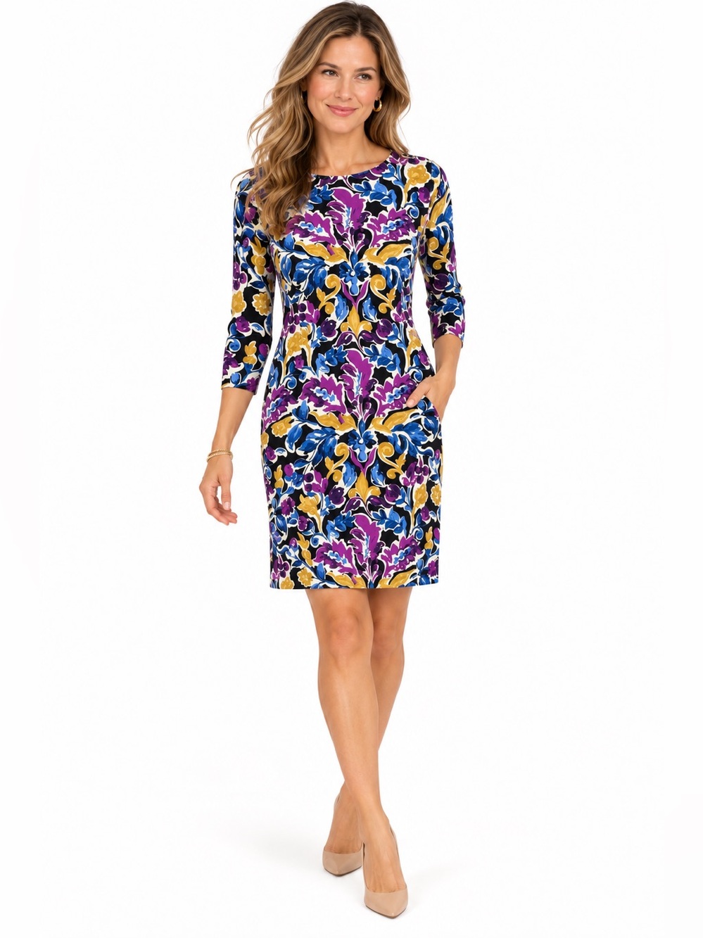 J McLaughlin Womens Medium Catalina Cloth Floral Catalyst Mini Dress w Pockets